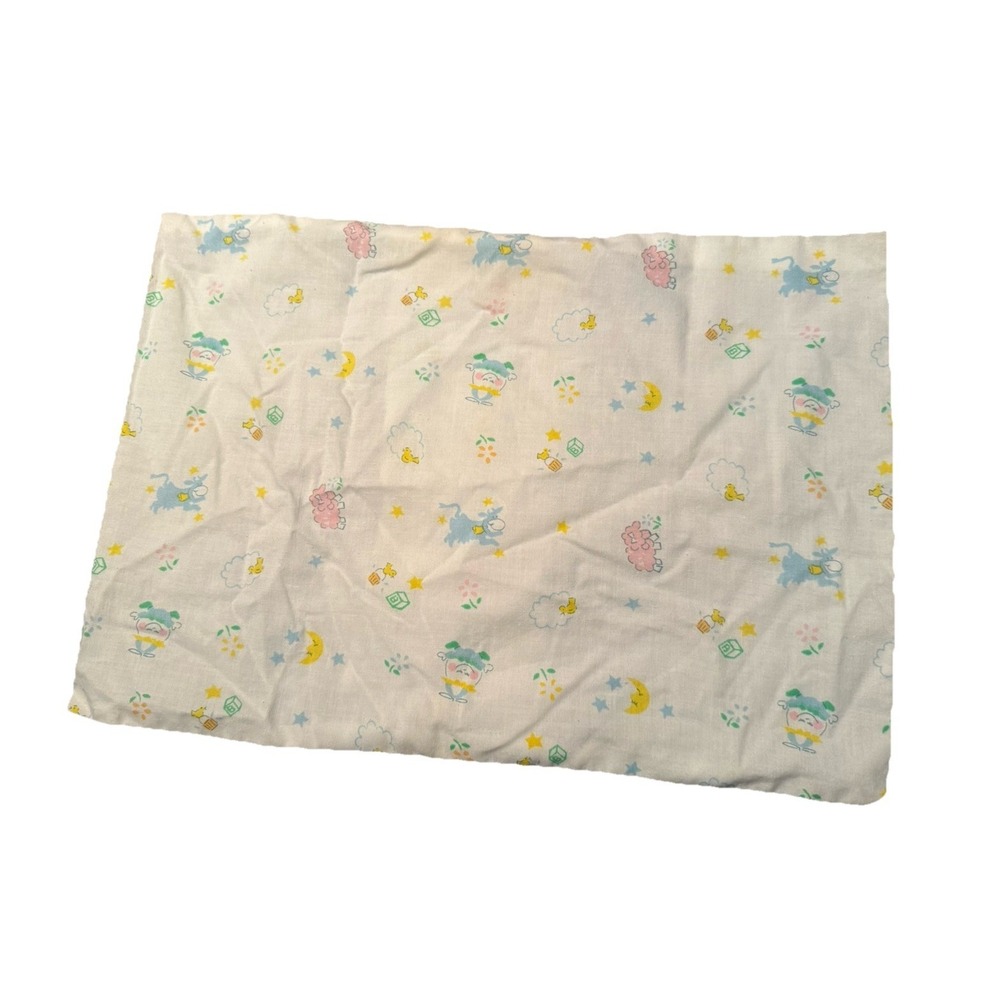 Vintage Baby Pillow Cases Pink Blue Nursery Rhymes 11 X 16